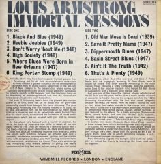 Louis Armstrong Immortal Session LP Plak