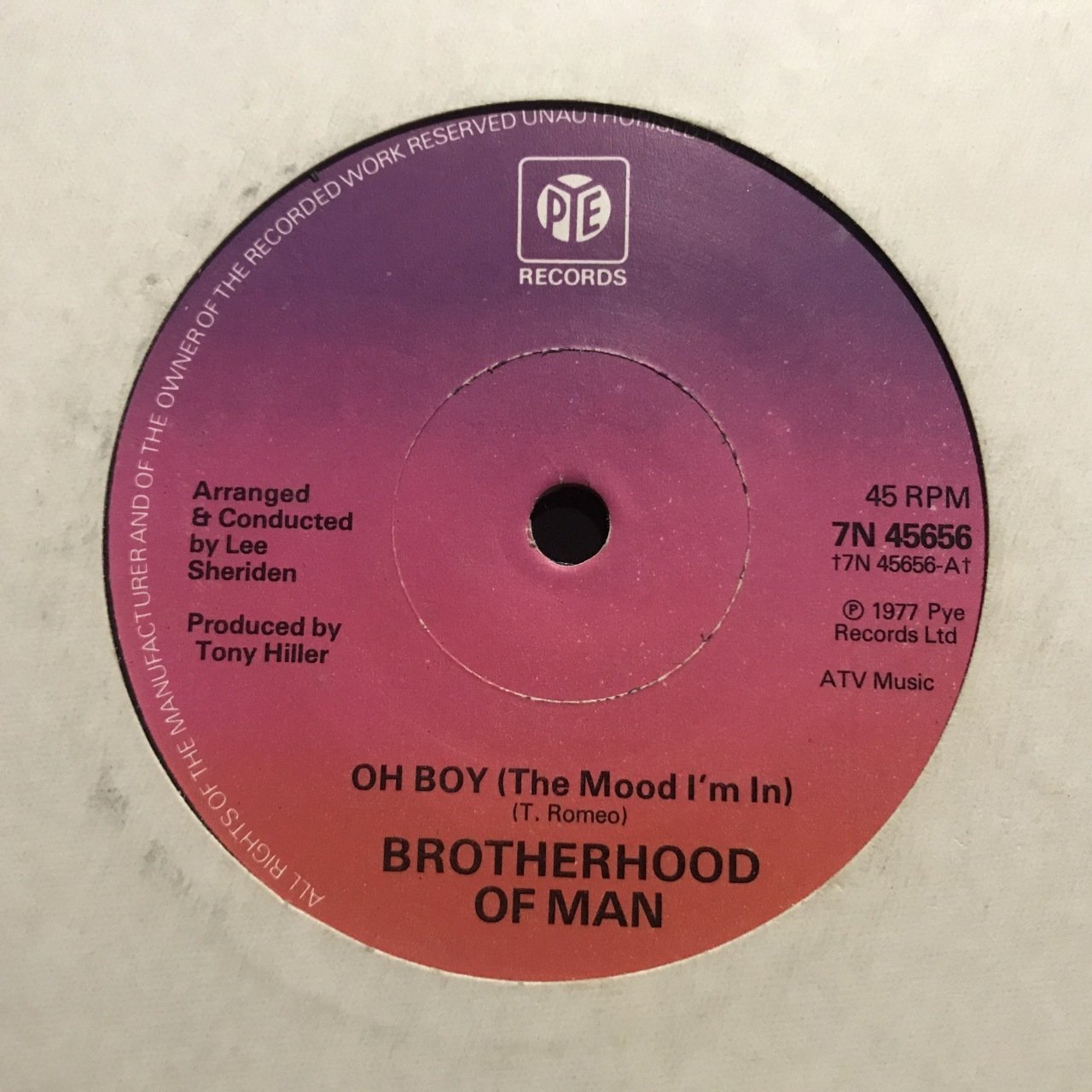 Brotherhood Of Man Oh Boy 45lik Plak