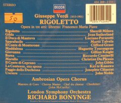Verdi Rigolltto Sutherland Pavarotti Milnes CD