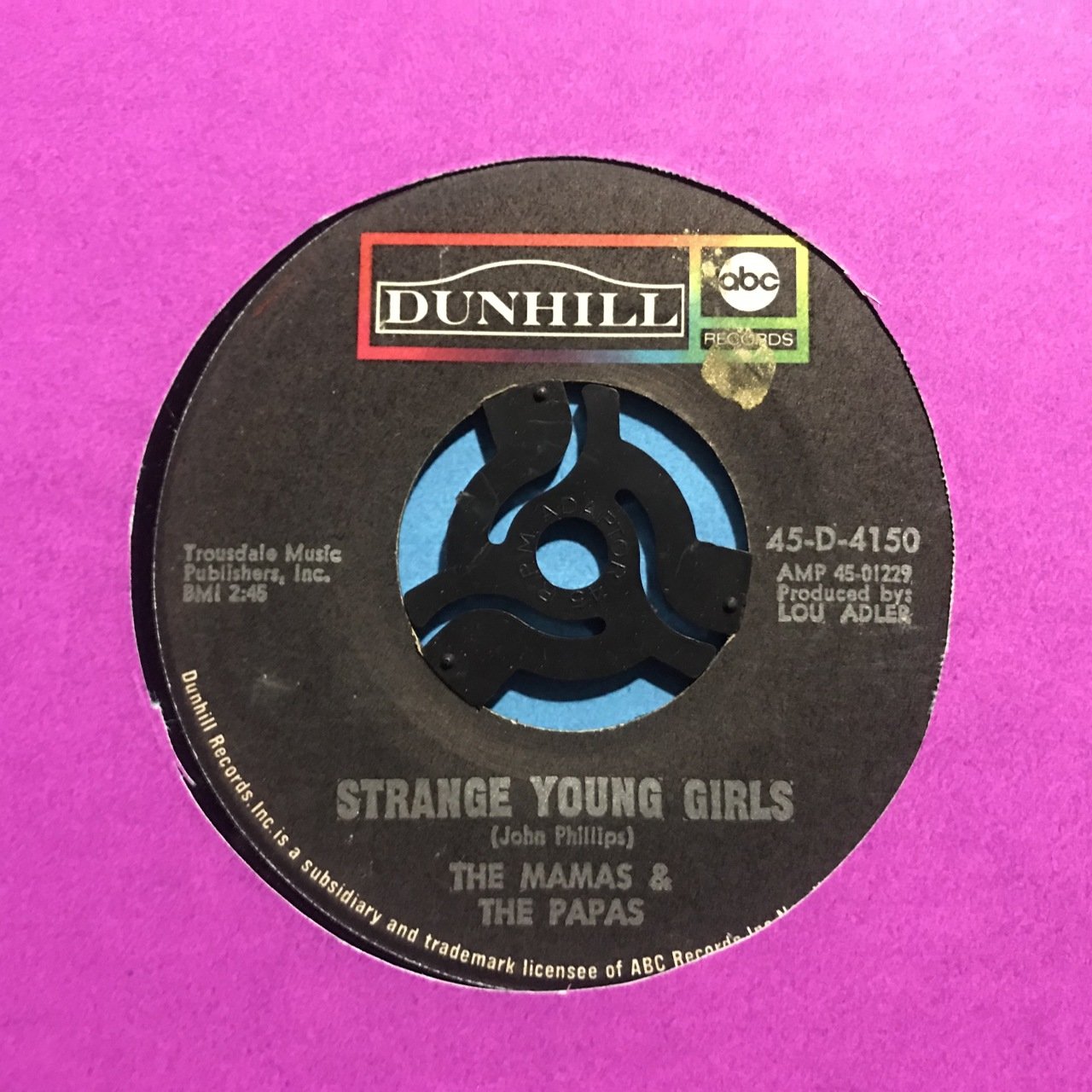 The Mamas & The Papas For The Love Of Ivy 45lik Plak