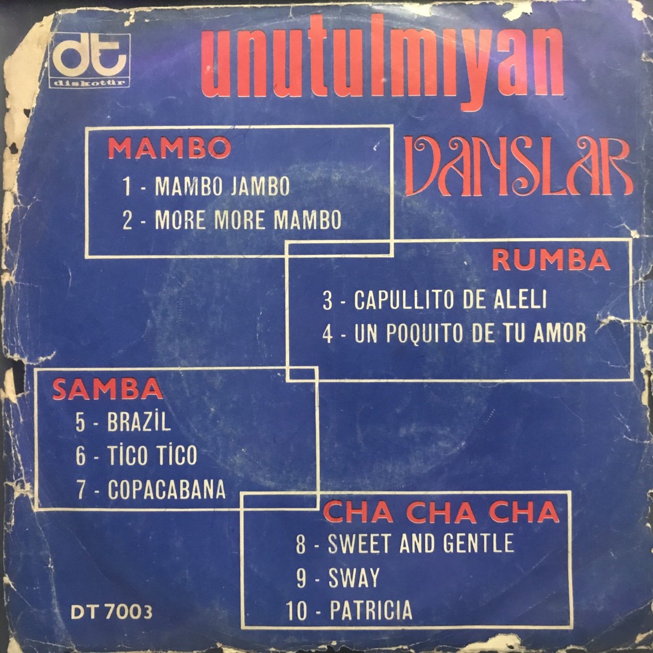 Unutulmayan Danslar 10 Şarkı 45lik Plak