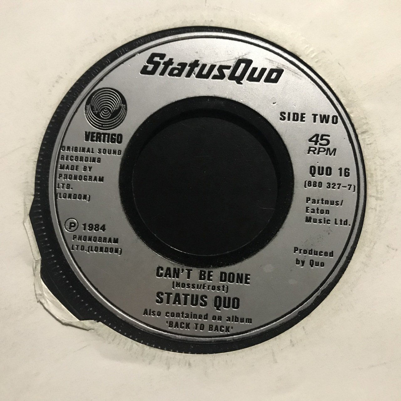 Status Quo Can't Be Done 45lik Plak