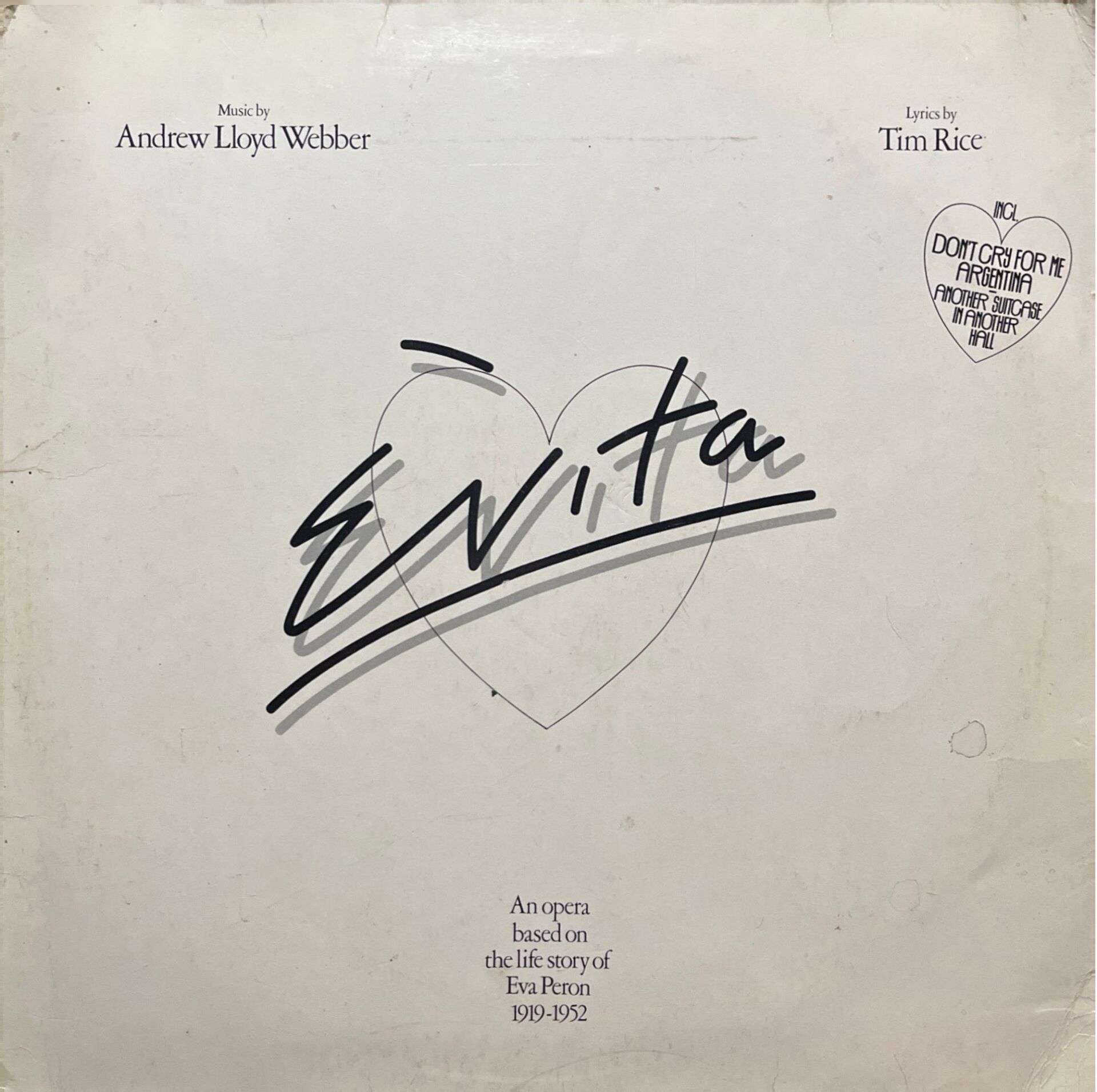 Evita An Opera Based On The Life Story Of Eva Peron Double LP Plak
