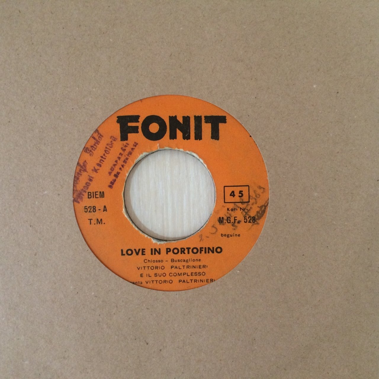 Vittorio Paltrinieri Love İn Portofino 45lik Plak