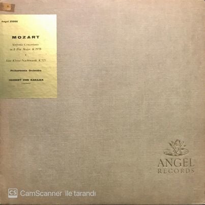 Mozart Sinfonia Concertante In E Flat Major Klasik LP Plak