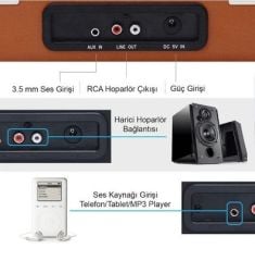 *ÜCRETSİZ KARGO Record Master T317UB Kahverengi Şarjlı Pikap Bluetoothlu