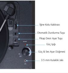 Record Master T310CH Şarj Özellikli Pikap - 33, 45, 78 Devir T310CH- Siyah