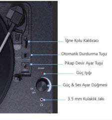 Record Master T310CH Şarj Özellikli Pikap - 33, 45, 78 Devir T310CH- Siyah