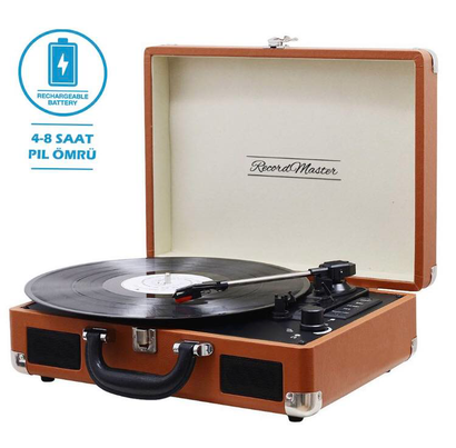 Record Master T310CH Şarj Özellikli Pikap - 33, 45, 78 Devir T310CH- Kahverengi