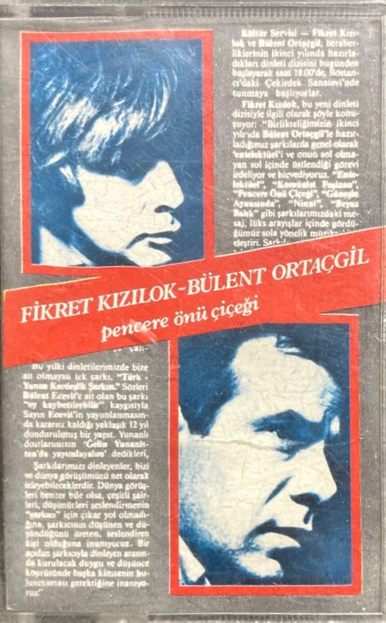 (Çekirdek Yayınevi) Kaset Fikret Kızılok Bülent Ortaçgil Pencere Önü Çiçeği Kaset