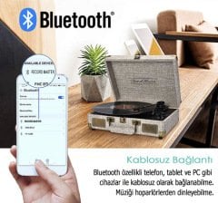 *ÜCRETSİZ KARGO Record Master St14012 Özel Kumaş Kaplama Retro Pikap 33, 45, 78 Devir