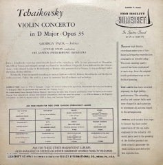 Tchaikovsky Concerto For Violin LP Klasik Plak