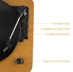 Musitrend T202BT Retro Pikap -33,45, 78 Devir Bluetooth Özellikli Tüm Plakları Çalabilen Pikap *ÜCRETSİZ KARGO