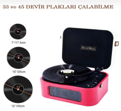 *ÜCRETSİZ KARGO Record Master TT270 Kırmızı Beyaz Pikap Bluetooth Özellikli AT3600 Manyetik Kartuş