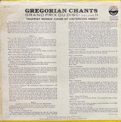 Gregorian Chants Grand Prix Du Disc Volume 2 LP Klasik Plak