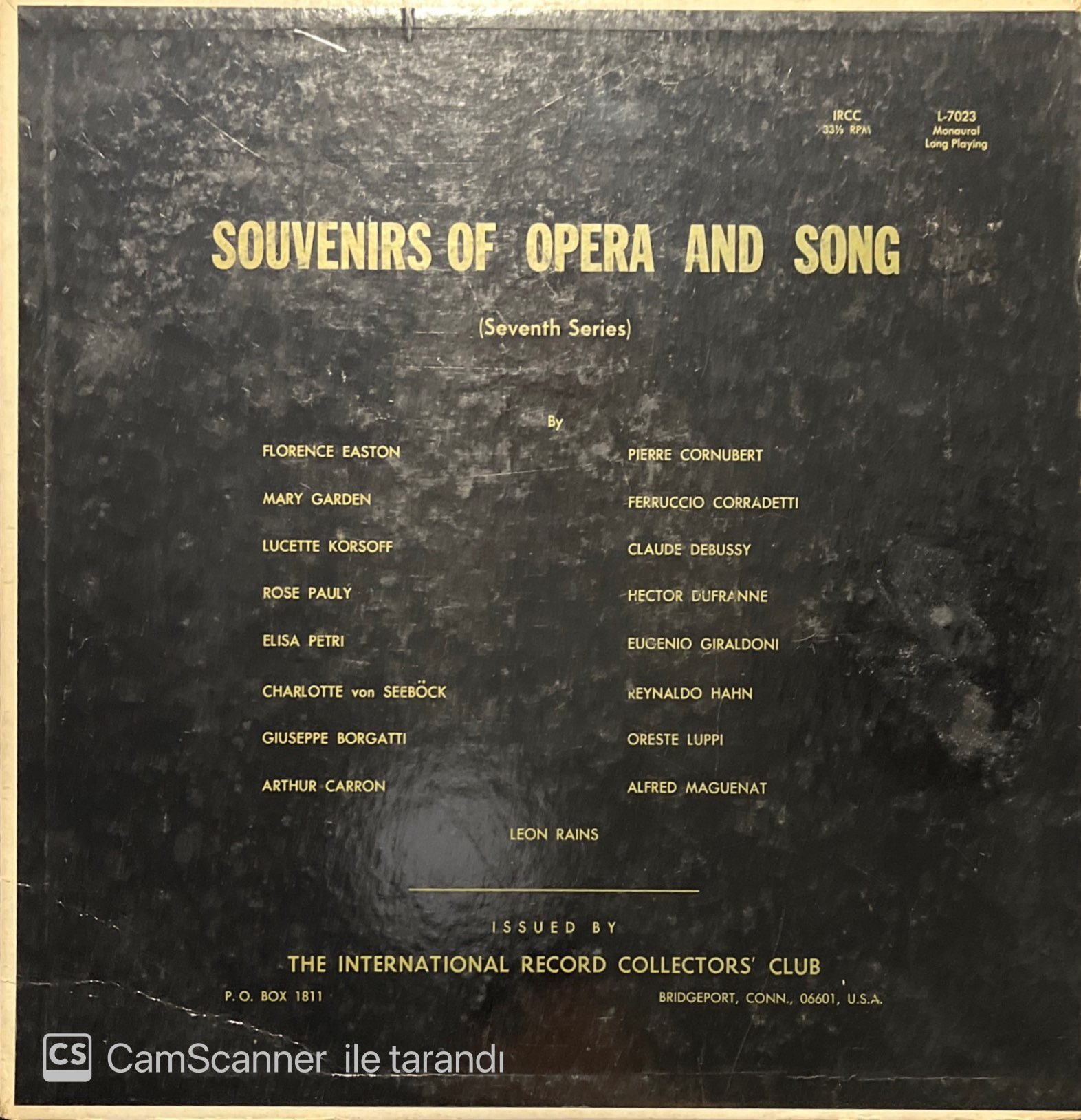 Souvenirs Of Opera And Song Seventh Series LP Klasik Plak