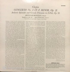 Artur Rubinstein Chopin Concerto No.2 LP Klasik Plak