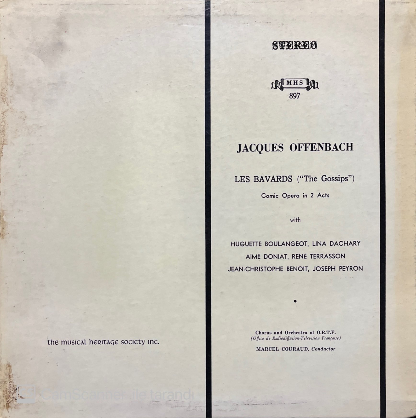 Jacques Offenbach Les Bavards LP Klasik Plak