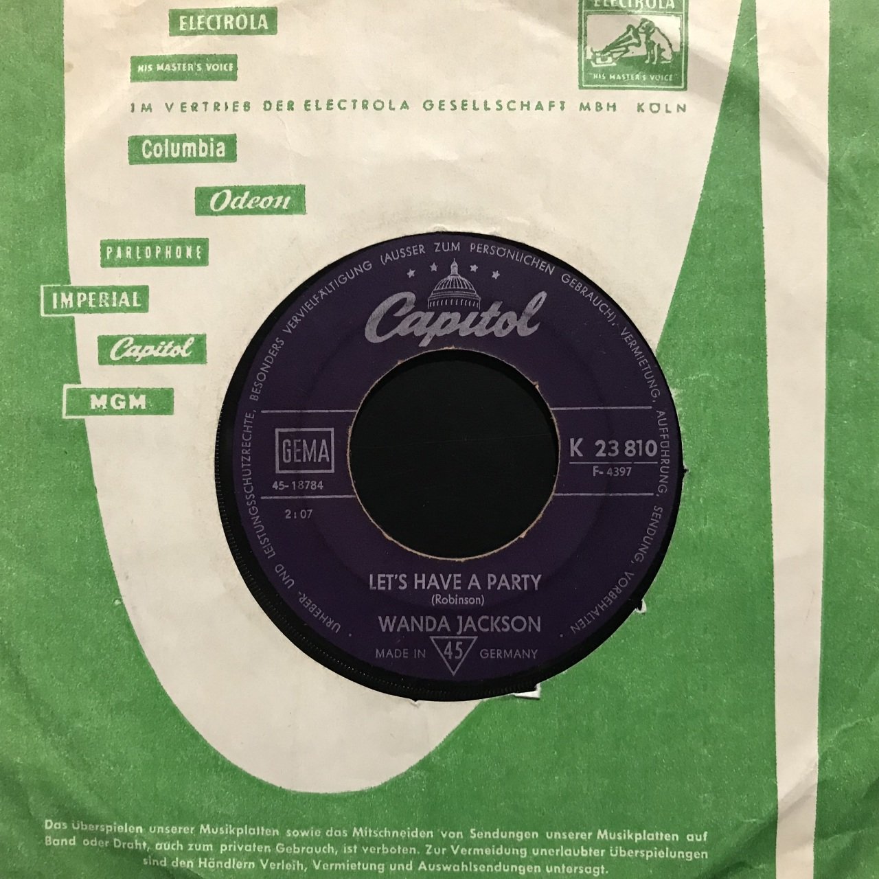 Wanda Jackson Let's Have A Party 45lik Plak
