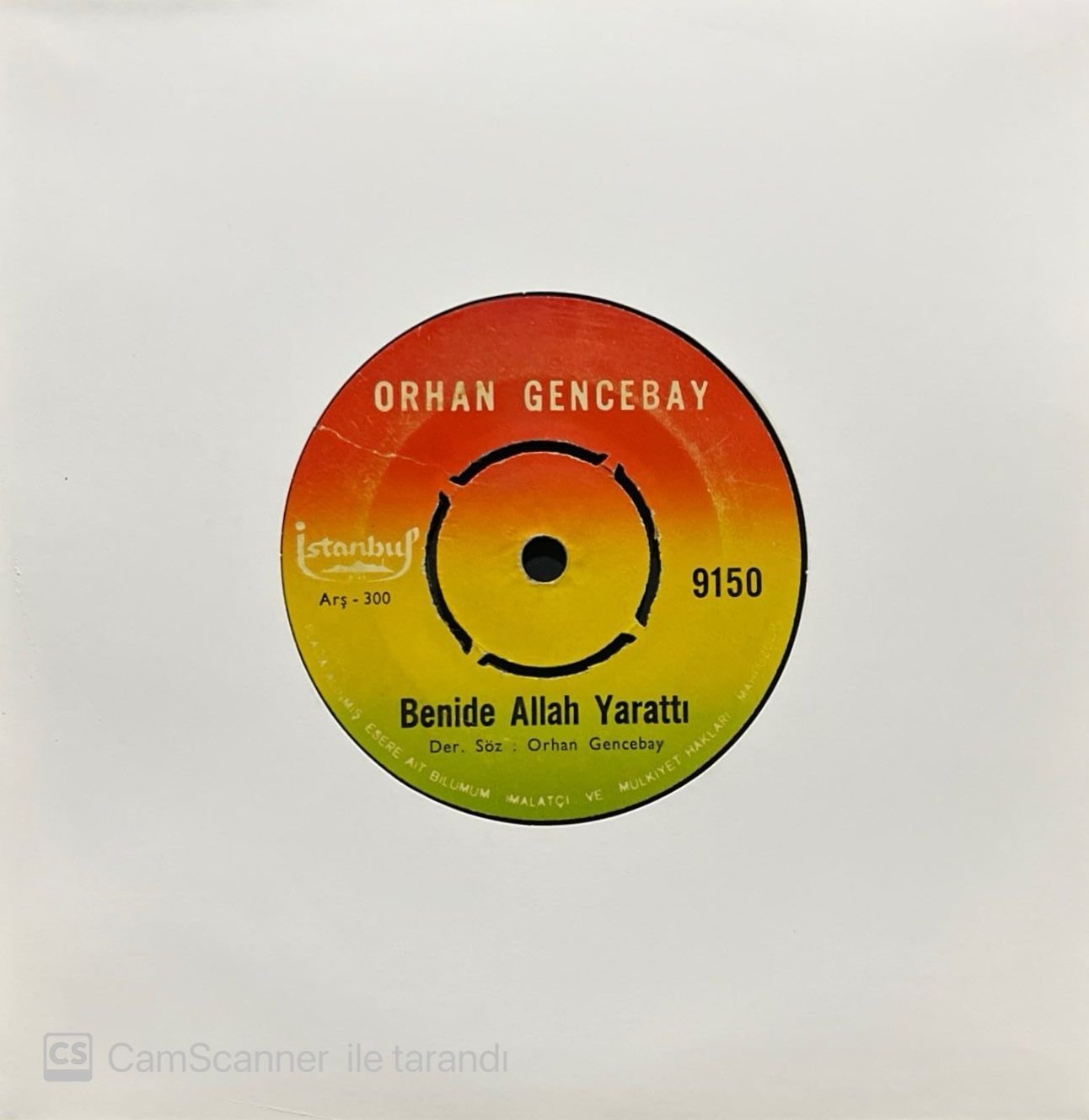 Orhan Gencebay Benide Allah Yarattı 45lik Plak