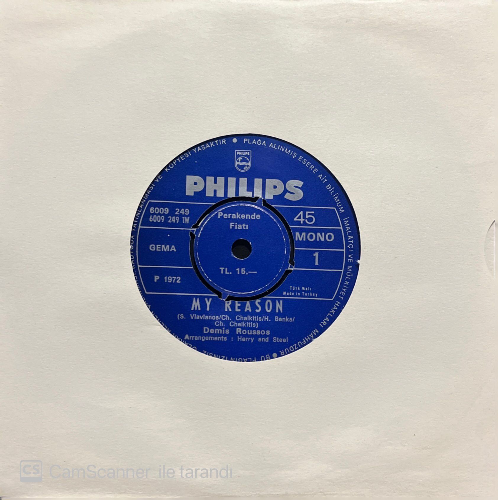 Demis Roussos My Reason 45lik Plak