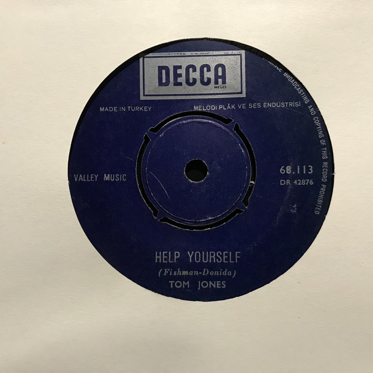 Tom Jones Help Yourself 45lik Plak
