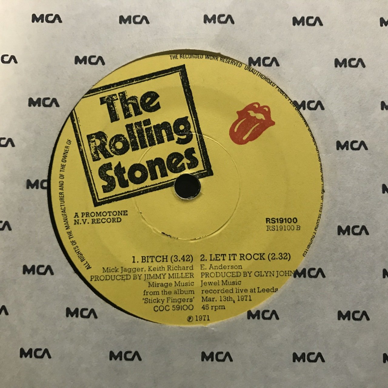 The Rolling Stones Brown Sugar 45lik Plak