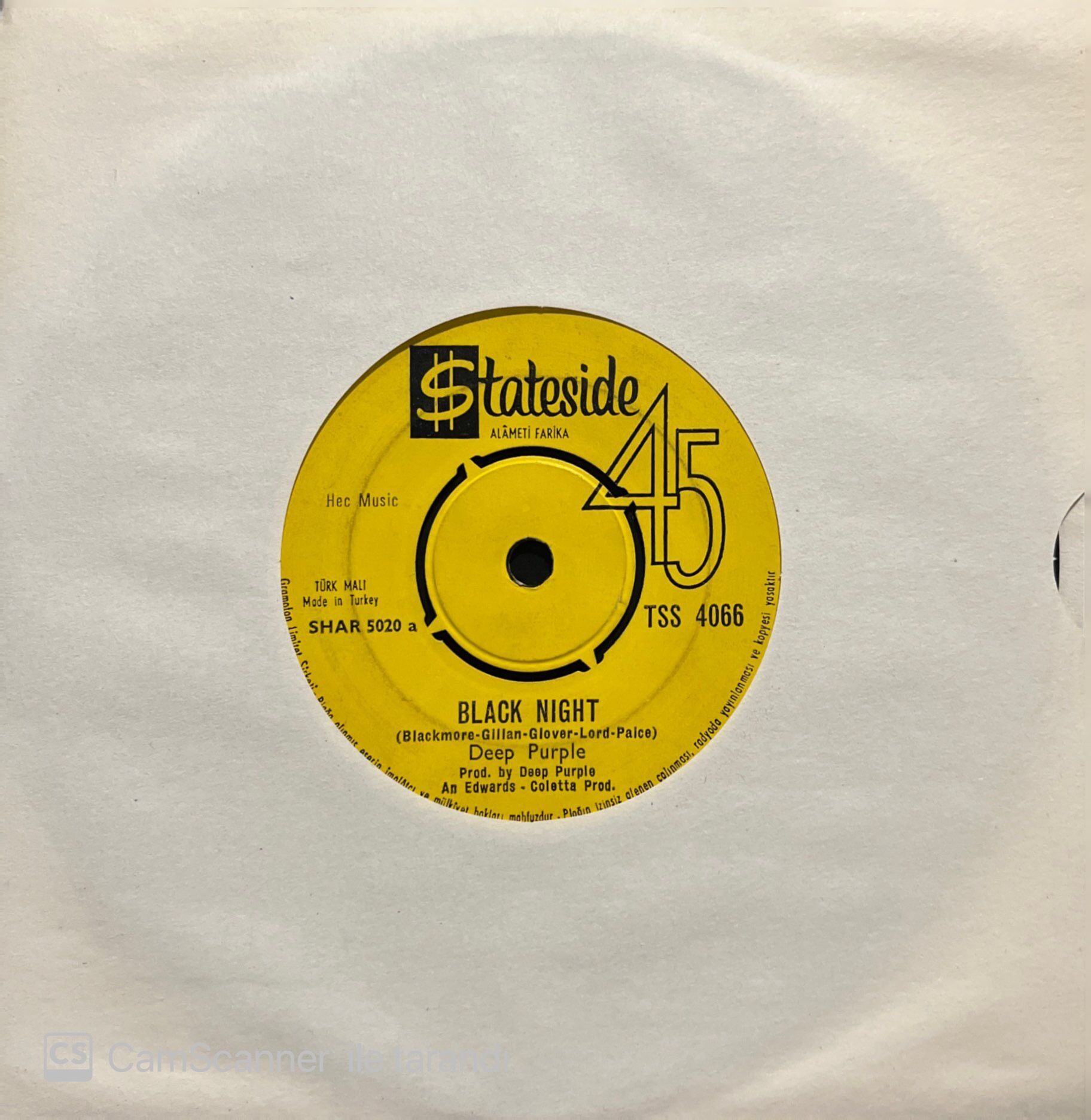Deep Purple Black Night 45lik Plak
