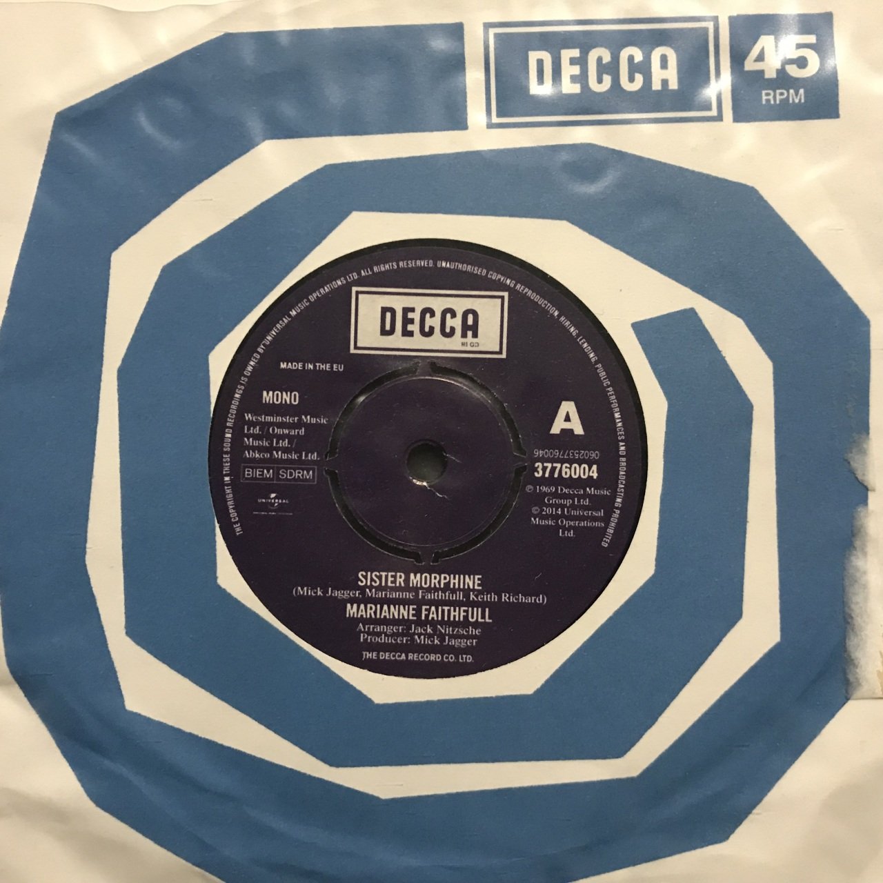 Marianne Faithfull Sister Morphine 45lik Plak