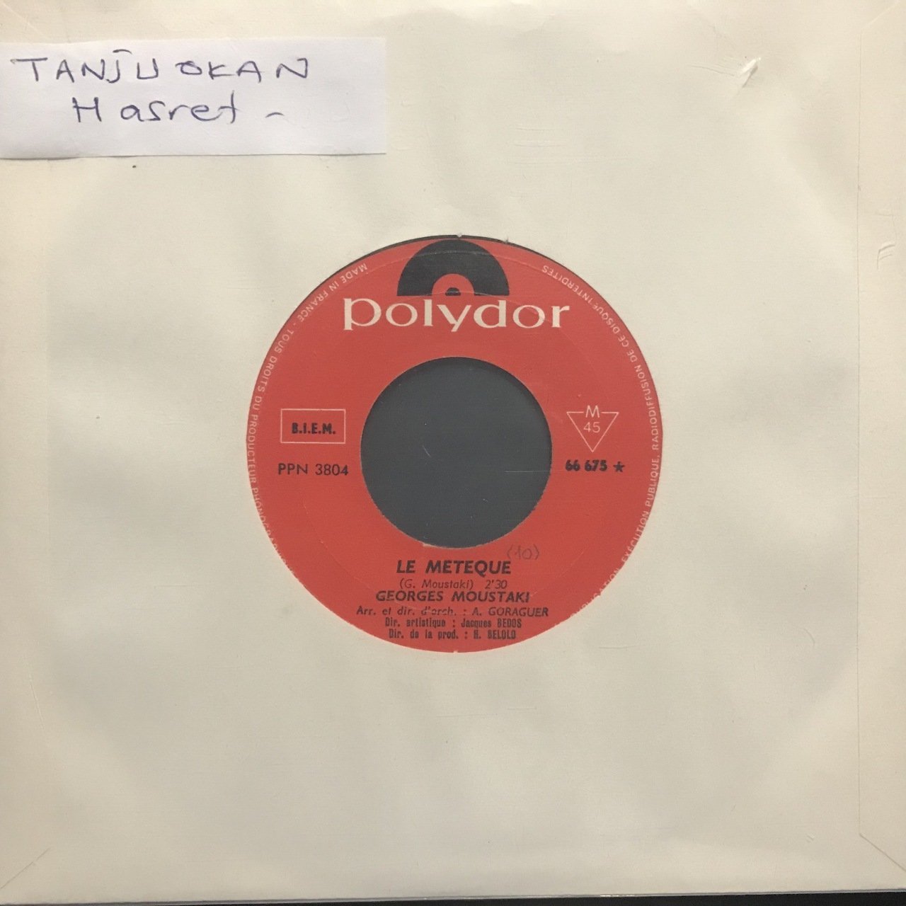 Georges Moustaki Le Meteque (Tanju Okan Hasret Şarkısı) 45lik Plak