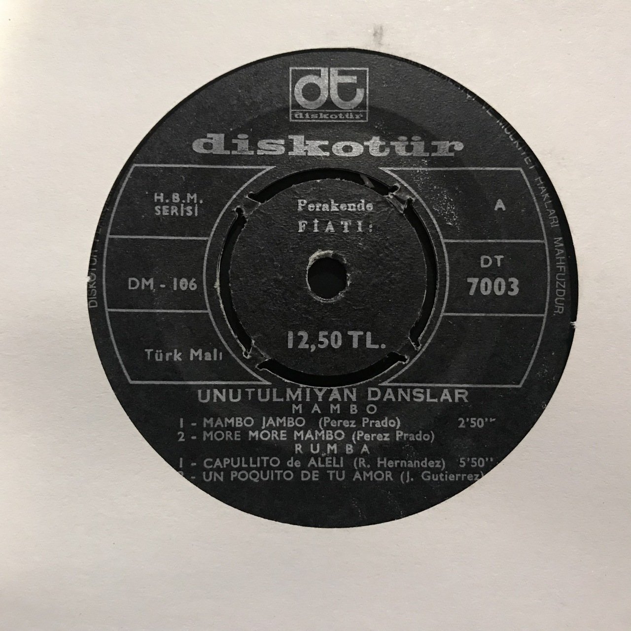 Unutulmayan Danslar Mambo Mini Lp Plak