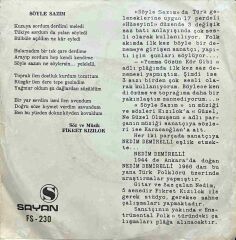 Fikret Kızılok Söyle Sazım 45lik Plak
