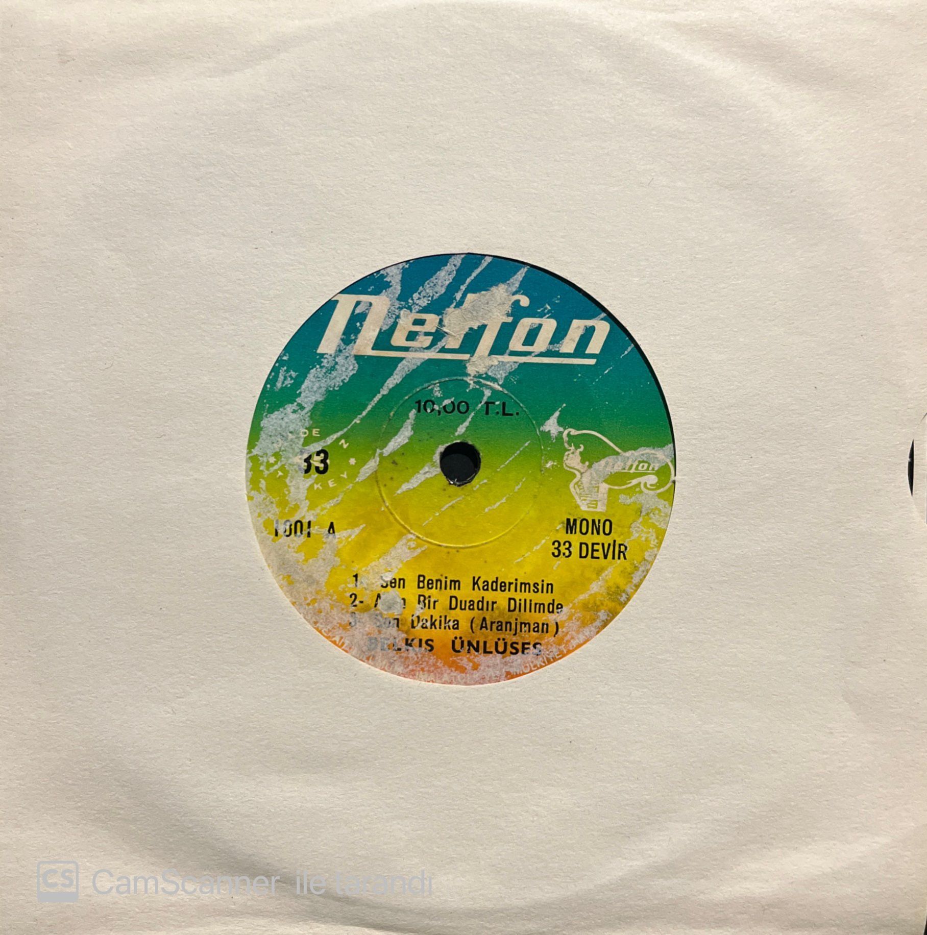 Belkıs Ünlüses Sen Benim Kaderimsin Mini Lp 45lİk Plak