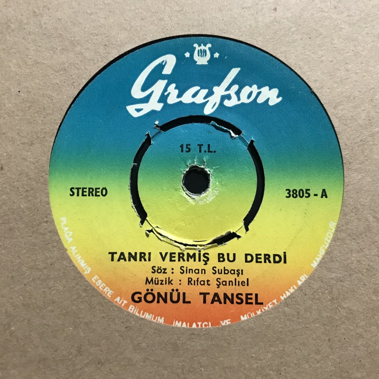 Gönül Tansel Tanrı Vermiş Bu Derdi 45lik Plak