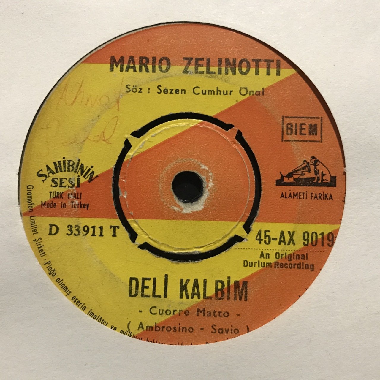 Mario Zelinotti Deli Kalbim 45lik plak