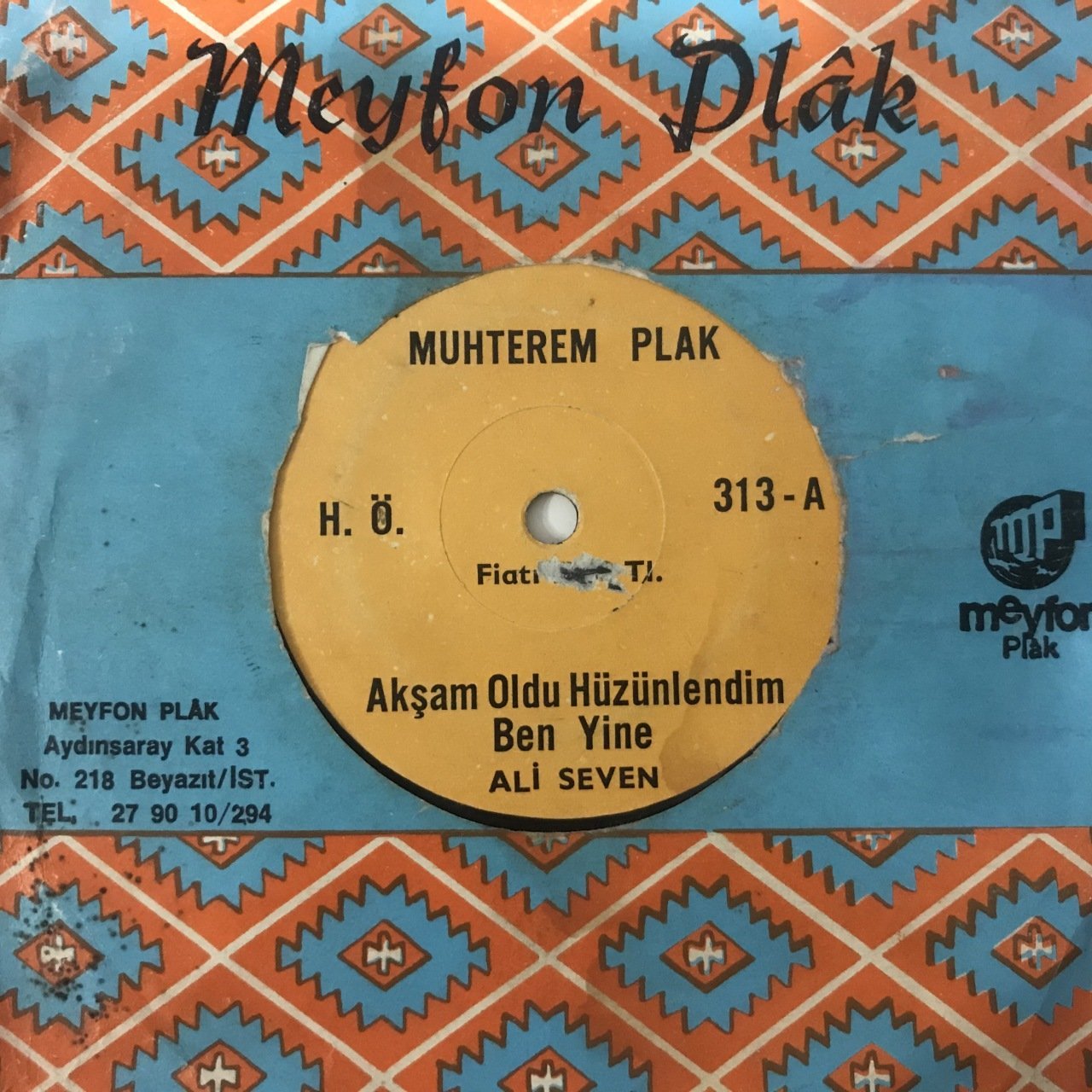 Ali Seven Akşam Oldu Hüzünlendim Ben Yine Depo Malı 45lik Plak