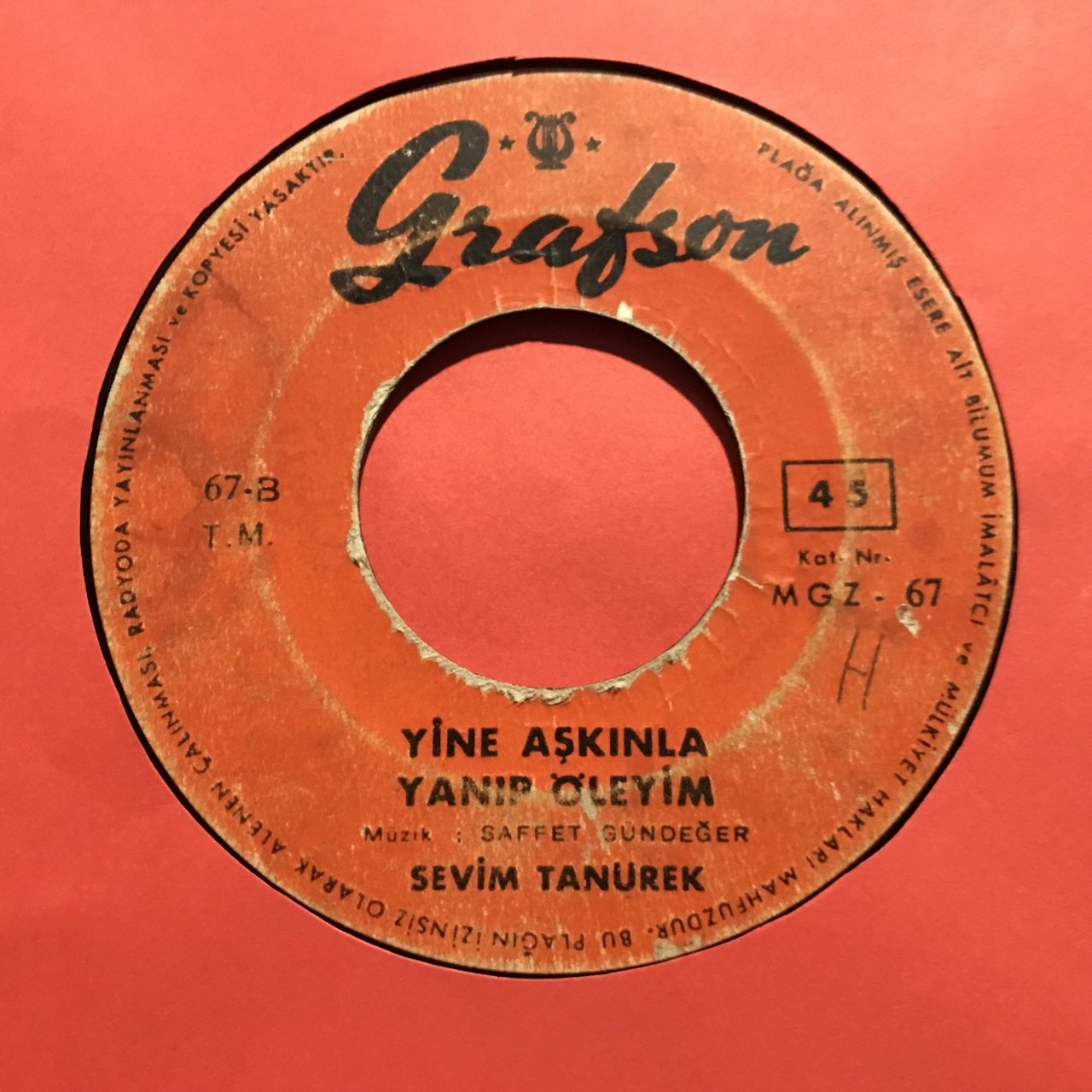 Sevim Tanürek Yine Aşkınla Yanıp Öleyim 45lik Plak