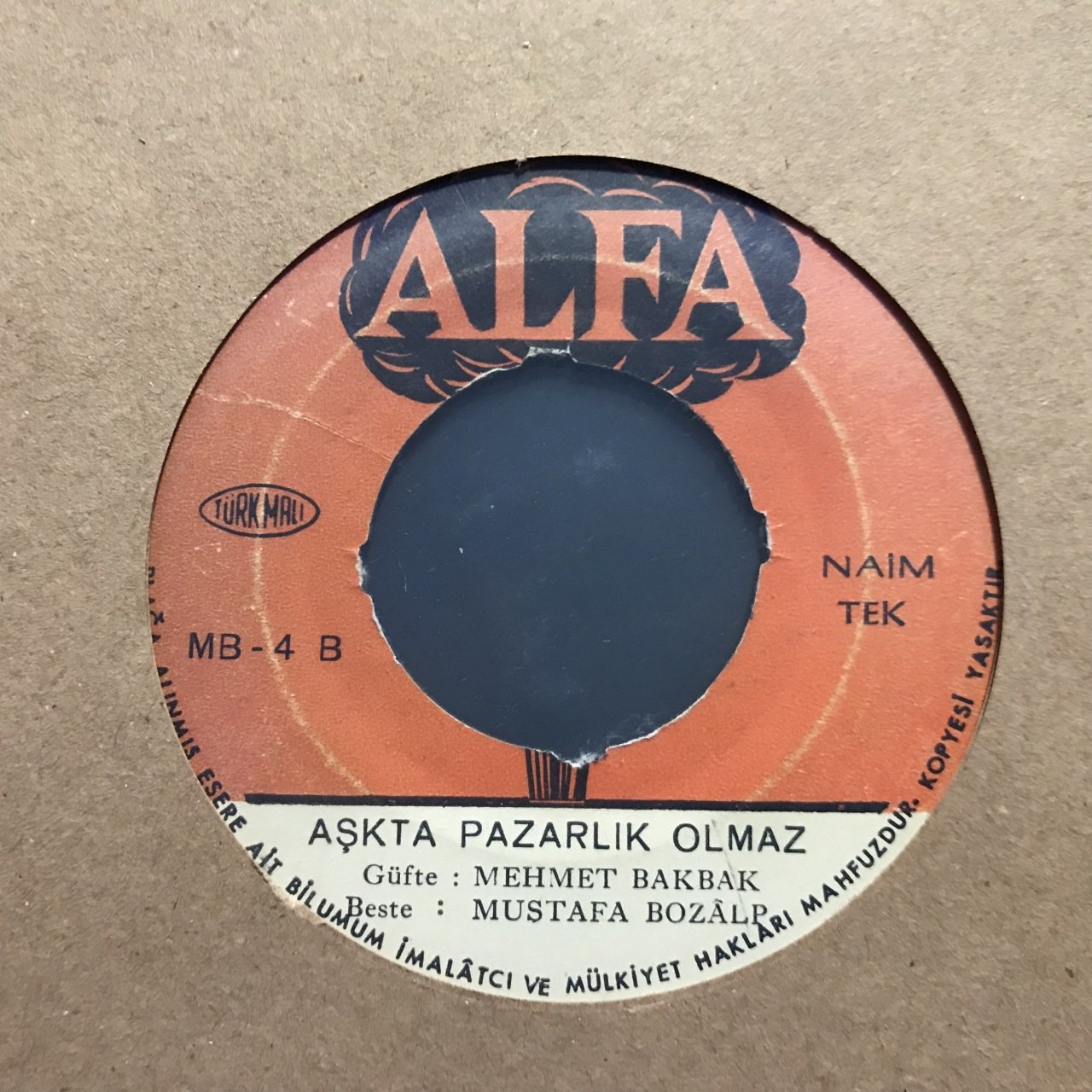 Naim Tek Aşkta Pazarlık Olmaz 45lik Plak