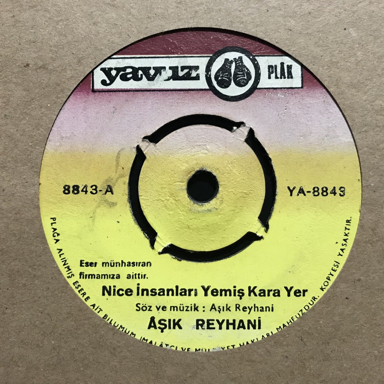 Aşık Reyhani Nice İnsanları Yemiş Kara Yer 45lik Plak