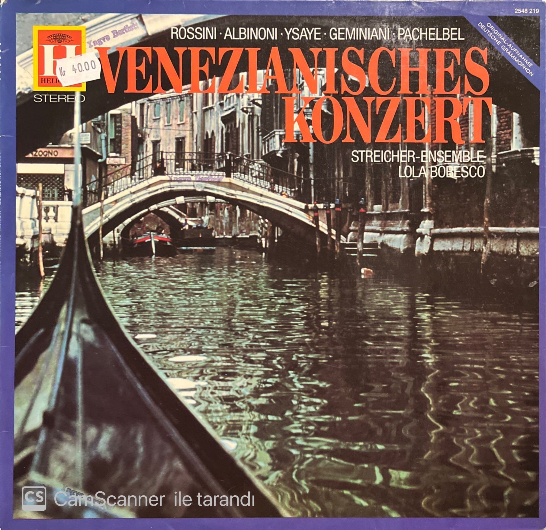 Rossini Albinoni Venezianisches Konzert LP Klasik Plak