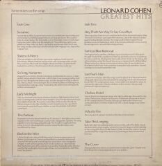 Leonard Cohen Greatest Hits LP Plak