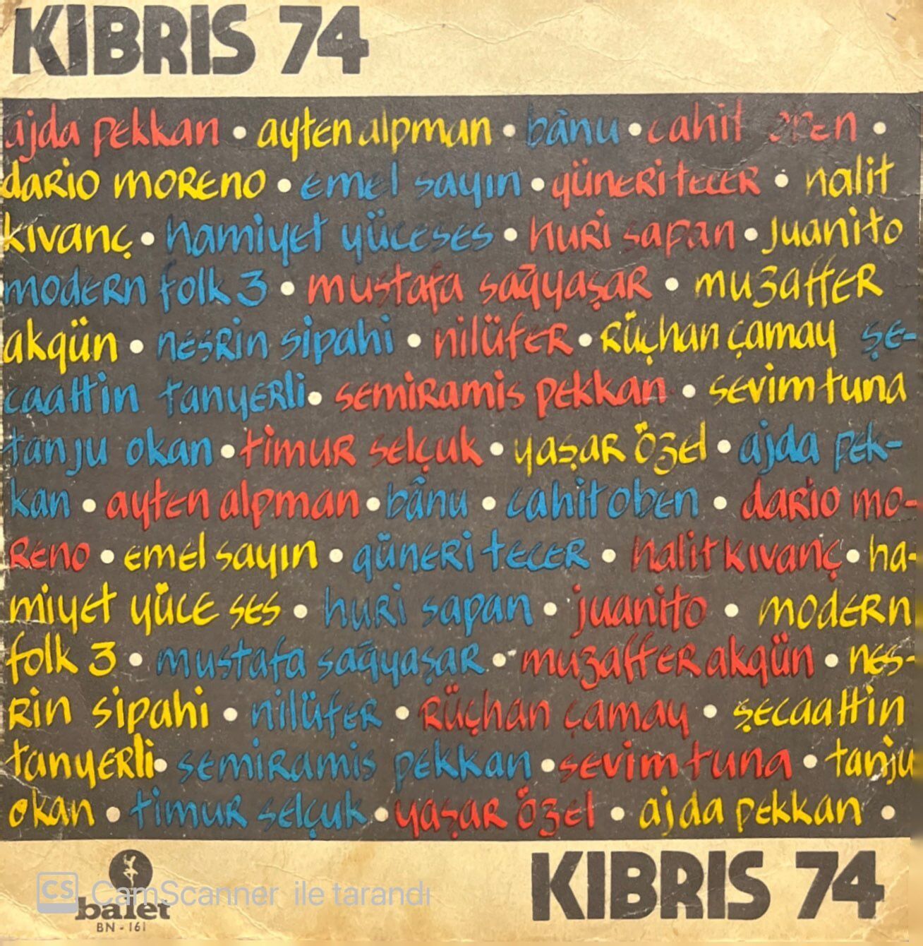 Kıbrıs 74 Sanatçılar Sesleniyor 45lik Plak